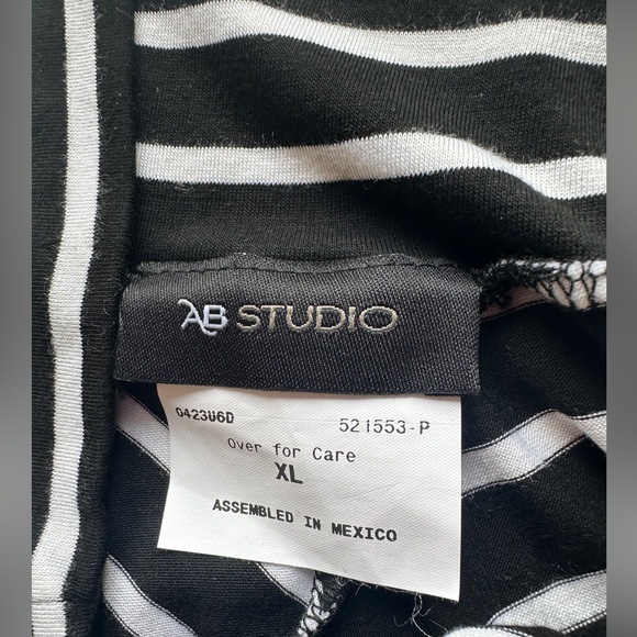 NWT AB Studio Black White Stripe Soft Stretch Flowy Maxi Skirt Women’s XL - Picture 2 of 8